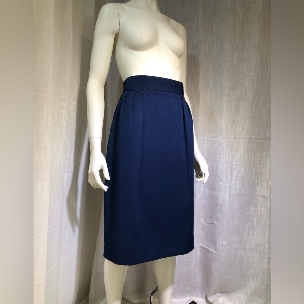 Vintage Requirements Navy High-Waist Midi Pencil Skirt